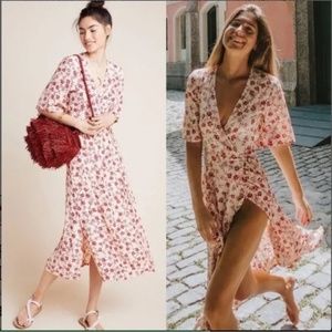 NWT FAITHFULL THE BRAND x ANTHROPOLOGIE Rivera Midi Wrap Dress